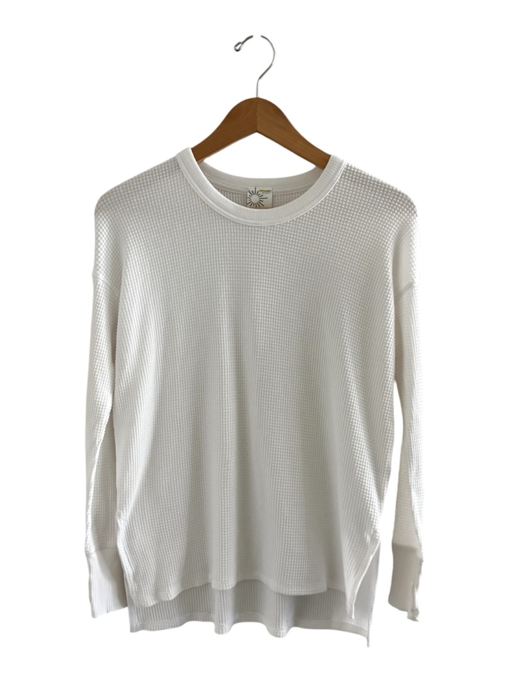 aerie White Waffle Knit Long-Sleeve Top